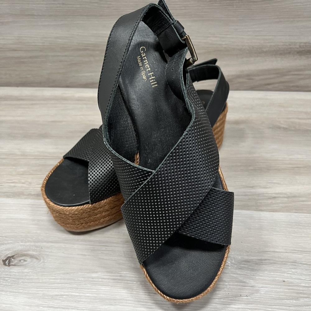 Garnet Hill Crossover Strap Rope Platform Espadrilles US Womens 7-7.5